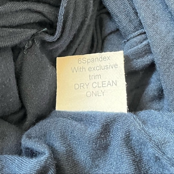 Anthropologie Bailey 44 Navy Blue Maxi Dress Sz Large Slit Scoop Neck Ruched - Picture 7 of 13